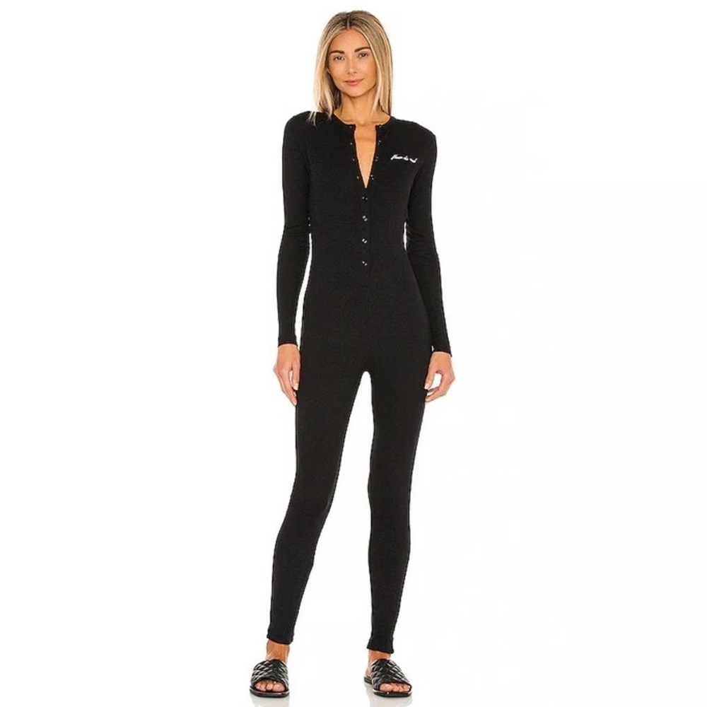 Fleur du Mal Elegant Henley Black Junpsuit
